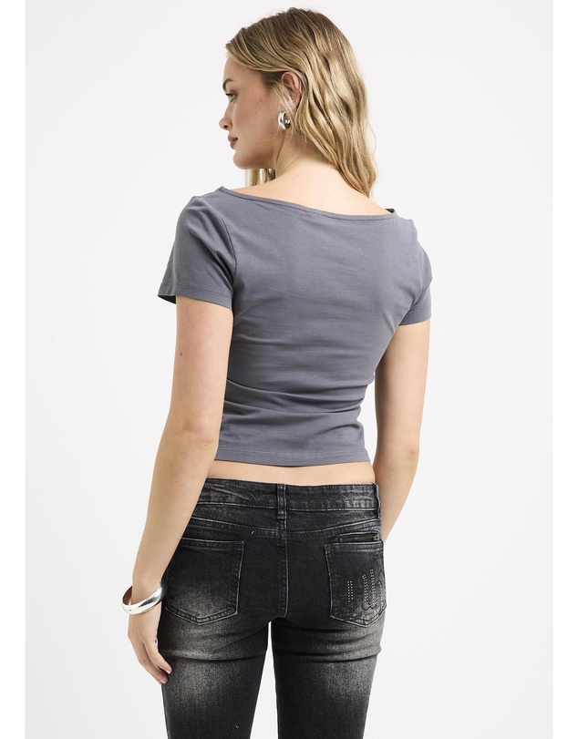 Neon Hart - Jail Stripe Slash Neck Top