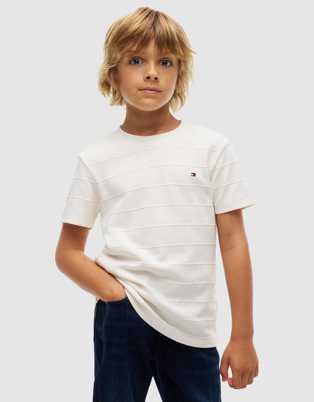 Tommy Hilfiger - Jacquard Stripe Flag Embroidery T-Shirt - Teens