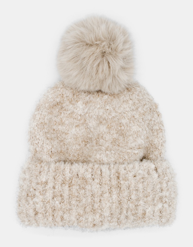 Morgan & Taylor - Elsie Boucle Beanie in White Cream