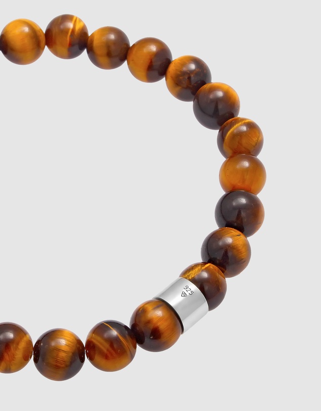 Kuzzoi - ICONIC EXCLUSIVE - Tiger's Eye Bead Bracelet with 925 Silver Compass