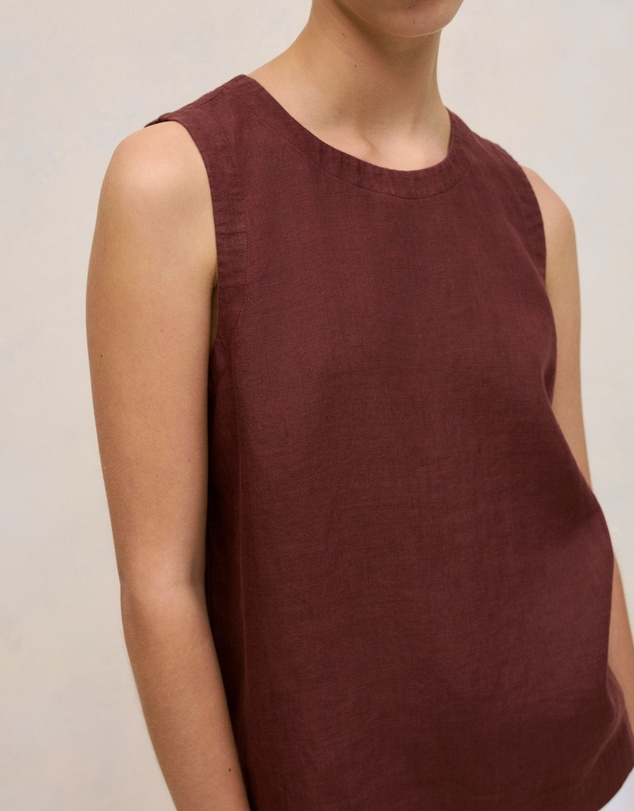 Trenery - Delave Linen Shell Tank in Espresso
