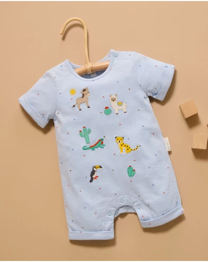 Purebaby - Animal Fiesta Short Growsuit -Kids-Babies