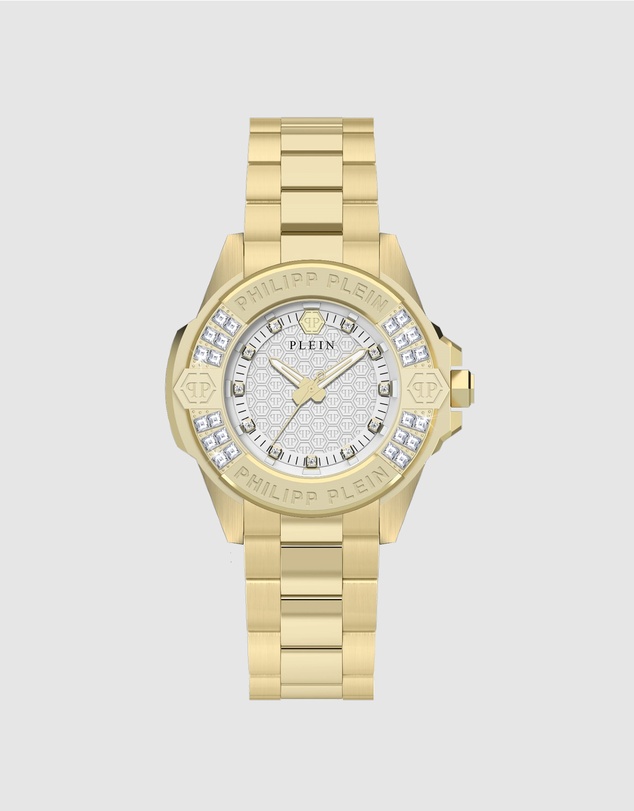 Philipp Plein - Plein Majesty Gold-tone with Crystals 38mm Silver Dial