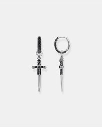 THOMAS SABO - Single hoop earring with sword & black stones