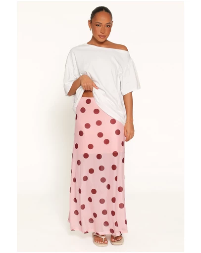 Petal & Pup - Milani Mesh Column Skirt - Pink Polka Dot