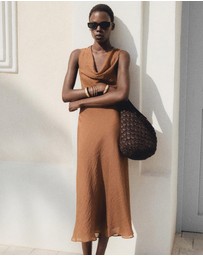 M.N.G - Cleo Draped-Neck Lyocell Dress