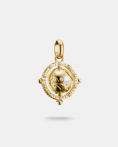 THOMAS SABO - Gold-Plated Globe Charm with White Zirconia