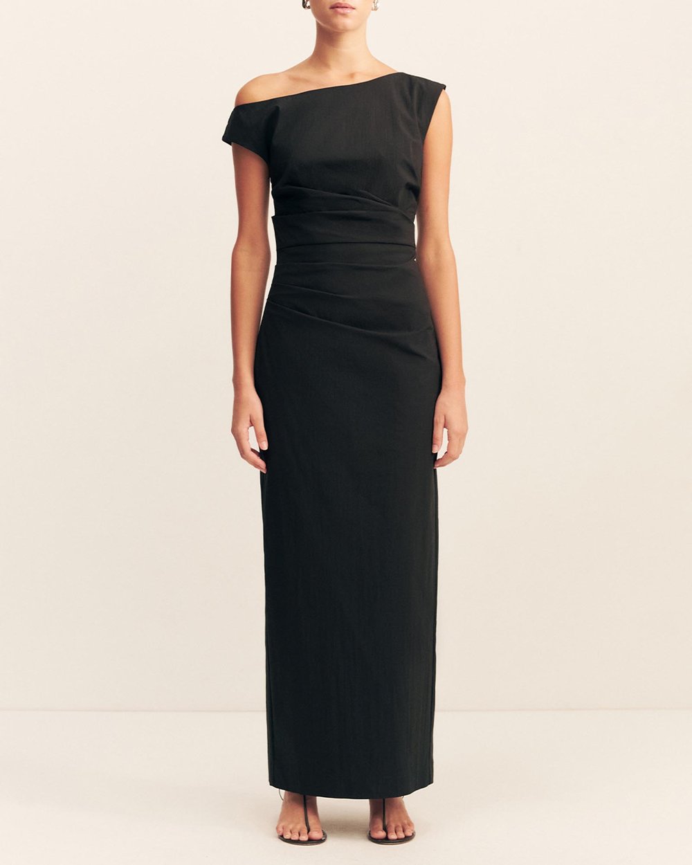 strapless open back dress Shona Joy Asymmetrical Gathered Maxi Dress in Forest – Coco & Lola main image 1