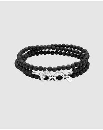 Kuzzoi - ICONIC EXCLUSIVE - Bracelet Male Lava Beads Black 925 Sterling Silver