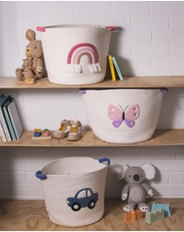 Living Textiles - Cotton Rope Embroidered Hampers - Car