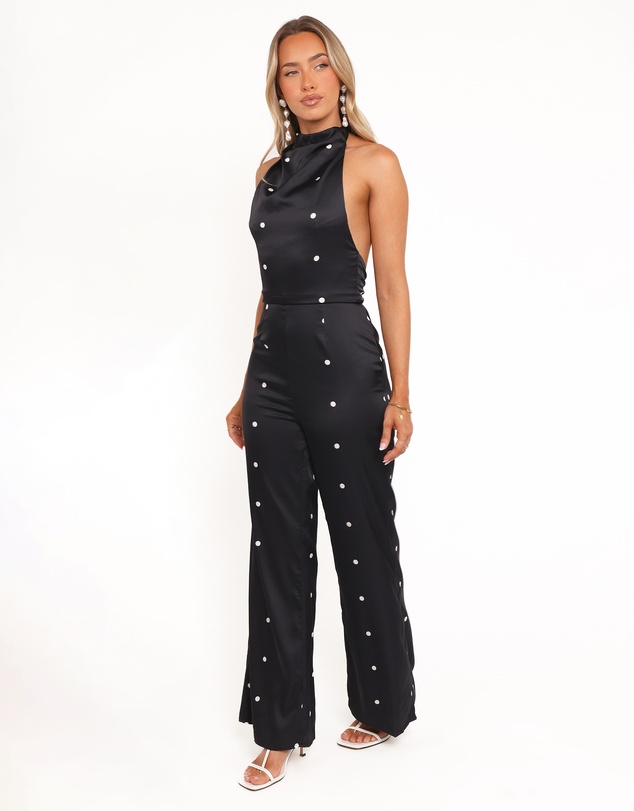 Petal & Pup - Bentley Halterneck Jumpsuit - Black Polka Dot