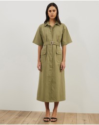 Atmos&Here - Amy Cotton Drill Midi Shirt Dress
