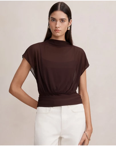 Forever New - Mattie Mesh Overlay Top