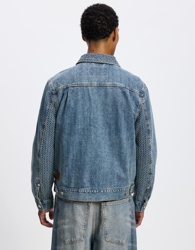 Scotch & Soda - Denim Trucker Jacket With Contrast Check Panelling