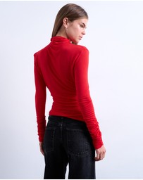 TOPSHOP - High Neck Viscose LS Top