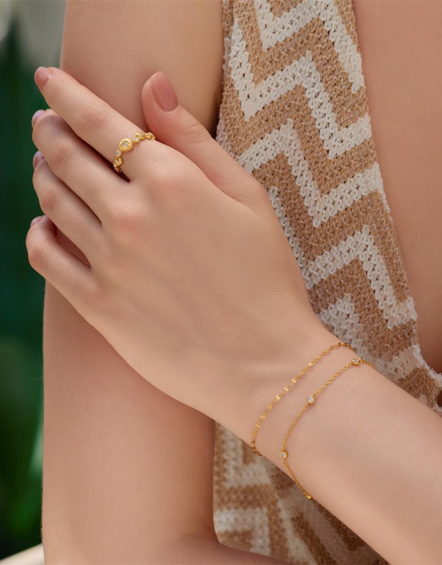 Ania Haie - Ania Haie Gold Starburst Zig-Zag Beaded Ring