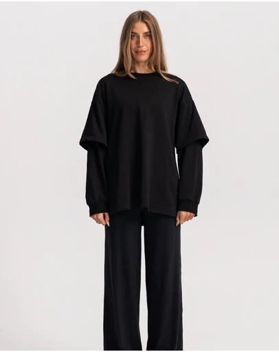 HyperLuxe The Label - Double Take LS- Black