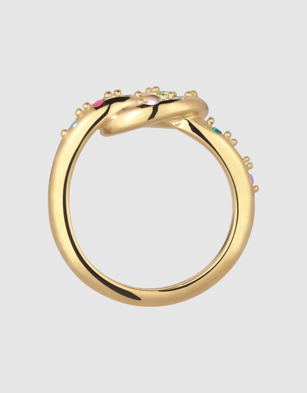 Elli Jewelry - Ring Crystal Curl Symbol 925 Sterling Silver Gold-Plated