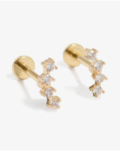 Lovisa - Gold Plated Surgical Steel Cubic Zirconia Flat Back Studs 2-Pack