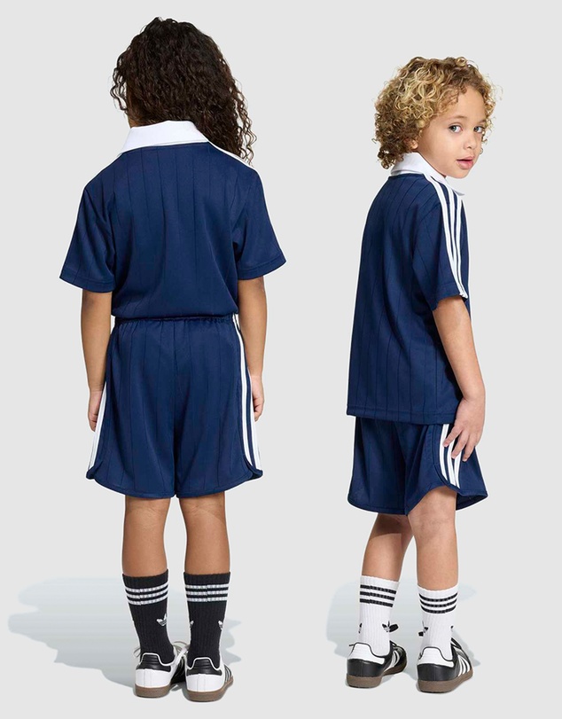 adidas Originals - Loose Polo Pinstripe Shorts Tee Set - Kids