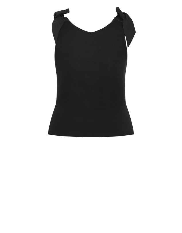 City Chic - Plus size Emma Bow Rib Tank - black