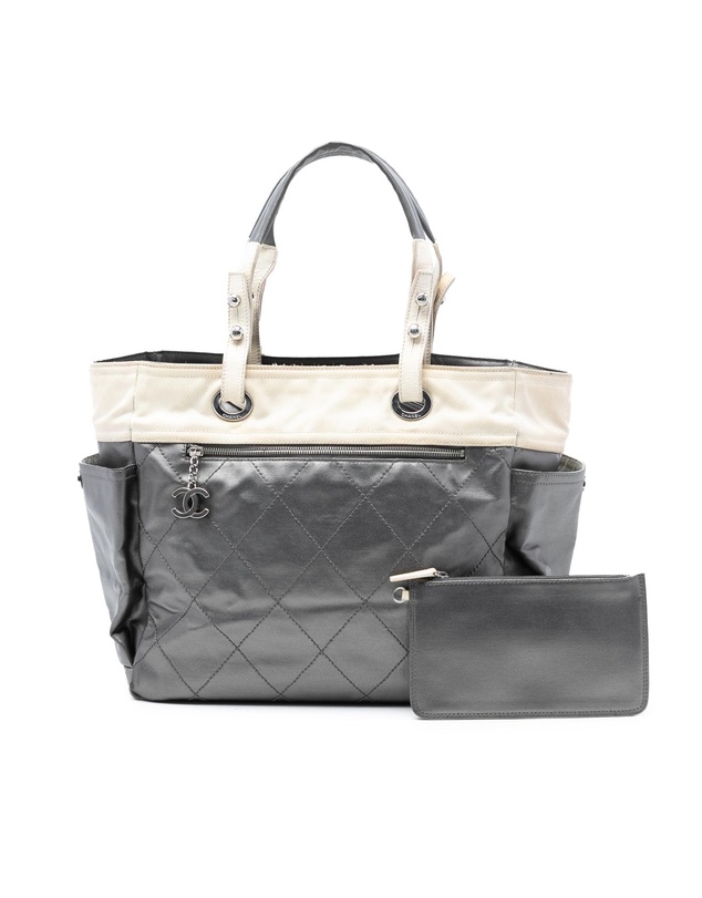 Pre-Loved by Azura Reborn - Pre-Loved Large Bicolor Quilted Coated Canvas Paris Biarritz Tote