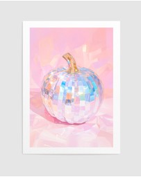 Olive et Oriel - Iridescent Disco Ball Pumpkin by Melloi Art Prints Art Print