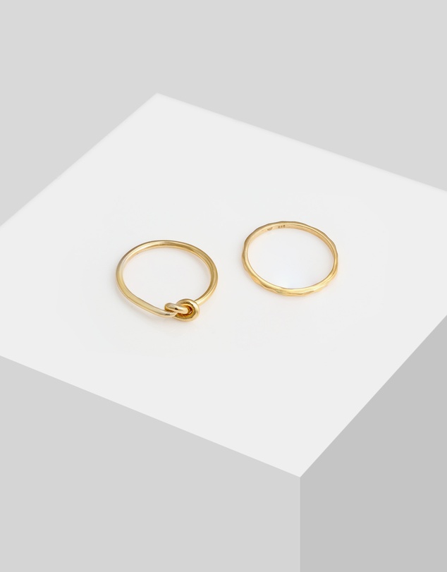 Elli Jewelry - Ring Set Knot Trend Basic Minimal in 925 Sterling Silver Gold Plated