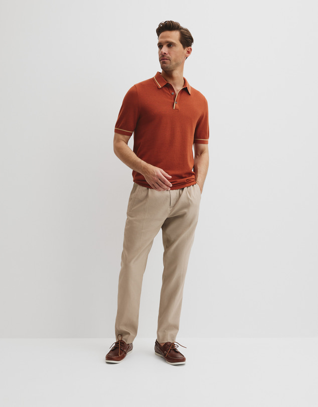 Country Road - Australian Cotton Blend Silk Tipped Knit Polo