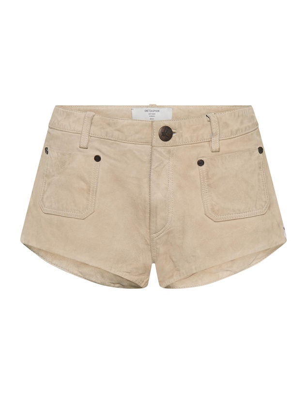 ONE TEASPOON - Retro Micro Leather Shorts - Vintage Cream