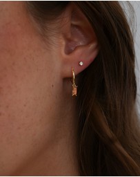 Pastiche - Vera Huggies Earrings- Gold plated 925 silver -Rose stone