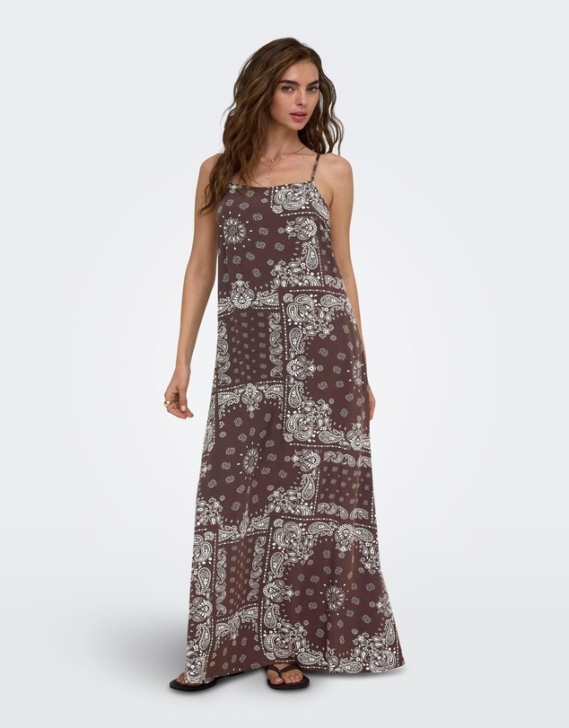 ONLY - Ambel Bandana Print Mini Strap Long Dress
