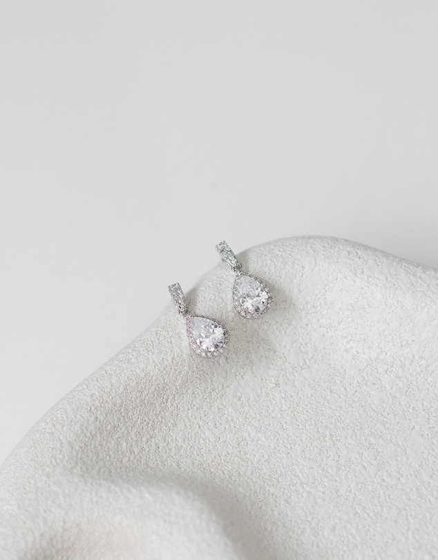 The White Collection - Melissa - Crystal Silver Bridal Earrings