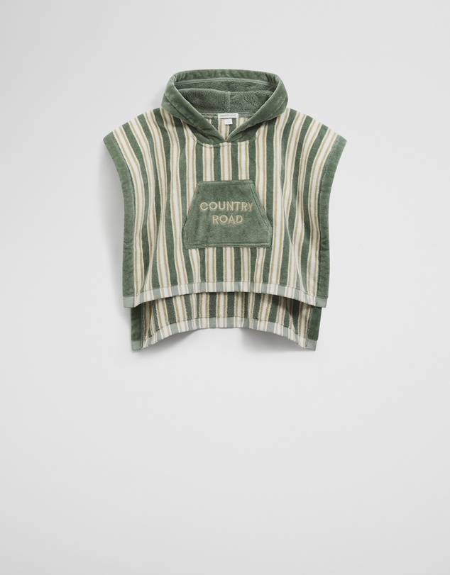 Country Road - Cotton Stripe Logo Poncho