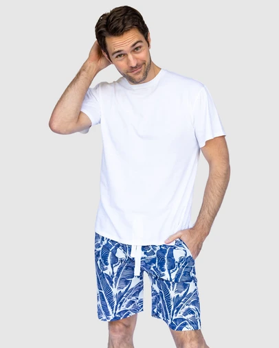 Sant And Abel - Men's Martinique® Blue Banana Leaf Sleep Shorts