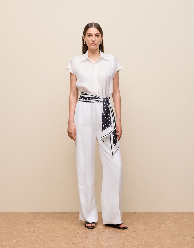 Trenery - Silk Twill Cap Sleeve Shirt in White