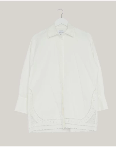 Revibe - Repaired Minima Esenciales Daphne Embroidered Oversized Shirt - AU 6