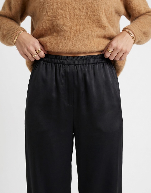SILK MAGNOLIA - Silk Satin Elastic Pants