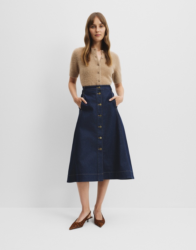 Country Road - A-line Denim Midi Skirt