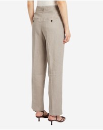 Marella - Linen Tapered Pleat-Front Pants