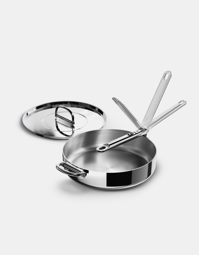 Joseph Joseph - Space Steel Stainless-steel Saute Pan with Folding Handle - 28cm