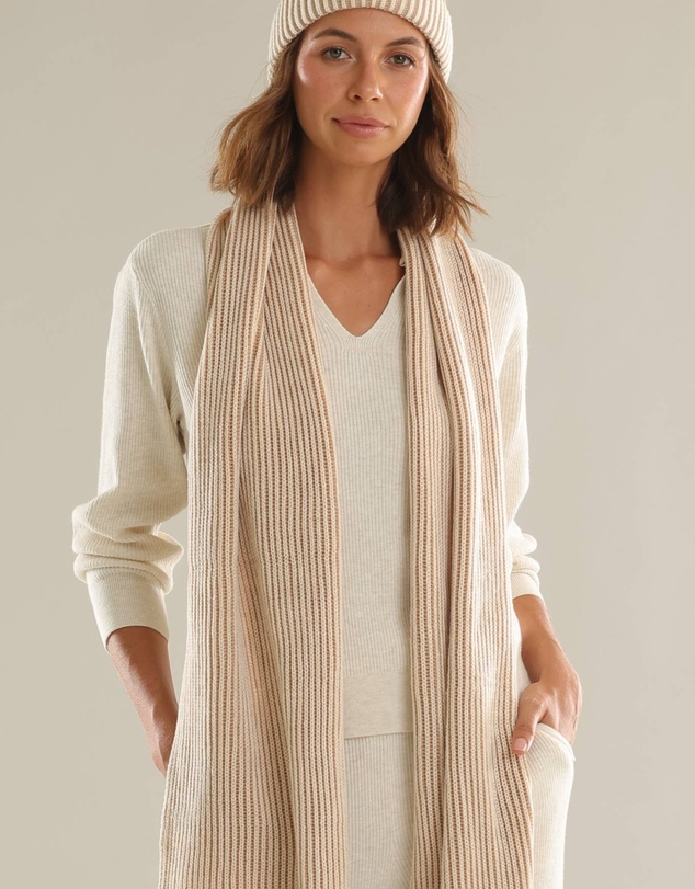 Morgan & Taylor - Sarina Rib Knit Scarf in Beige