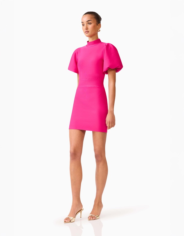 Elliatt - Naomi Puff Sleeve Mini Dress in Raspberry Pink