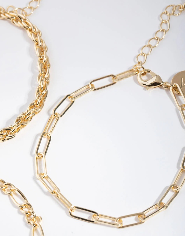 Lovisa - Gold Statement Mixed Chain Pack Bracelet