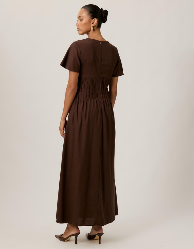 Tussah - Maysen Linen Blend Pintuck Midi Dress