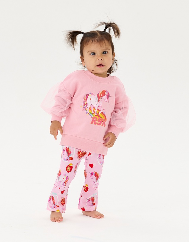 Rock Your Baby - Unicorn Hearts Baby Flare Legging