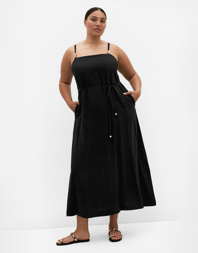 City Chic - Plus size Strappy Bead Maxi Dress - black