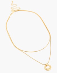 Lovisa - Waterproof Gold Plated Stainless Steel Snake Chain & Open Circle Pendant Layered Necklace