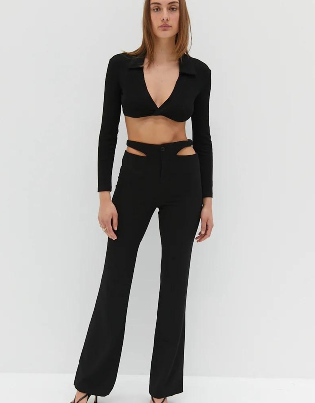 Style Addict - Waist Slit Pants - Black