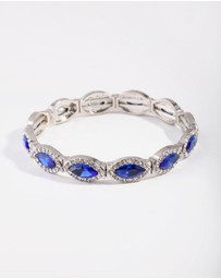 Lovisa - Silver Marquise Blue Diamante Stretch Bracelet